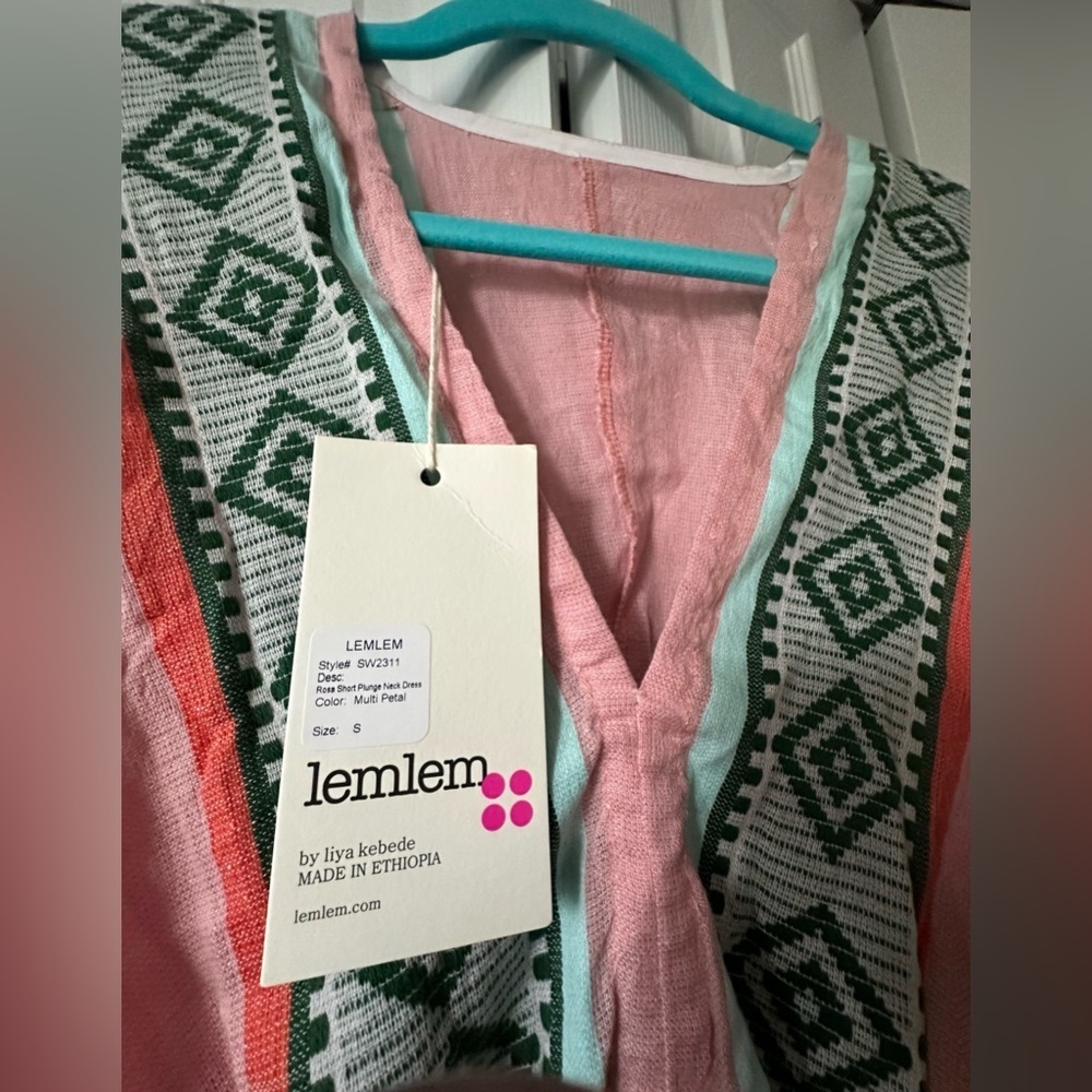 SOLD OUT Lemlem Rosa Pink Embroidered Resort Coverup Dress NWT S - Picture 8 of 13